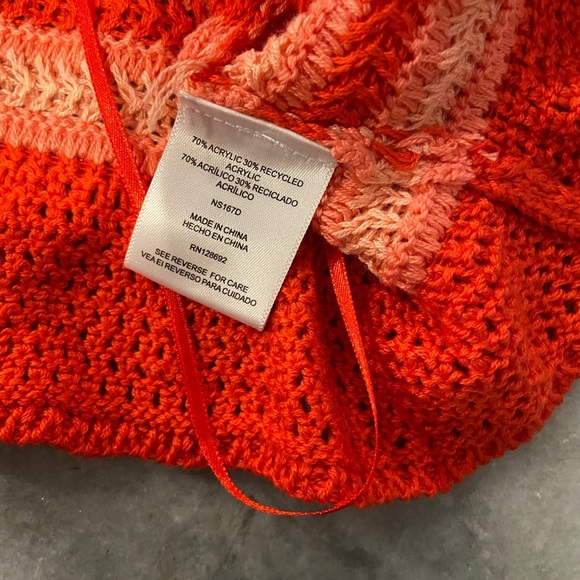 NWT Madden NYC Size XL Orange Coral Stripe Crochet Crop Top V Neck Adjustable - Picture 13 of 13